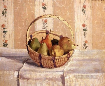 丸いバスケットに入った静物画リンゴと梨ポスト印象派カミーユ・ピサロ Oil Paintings
